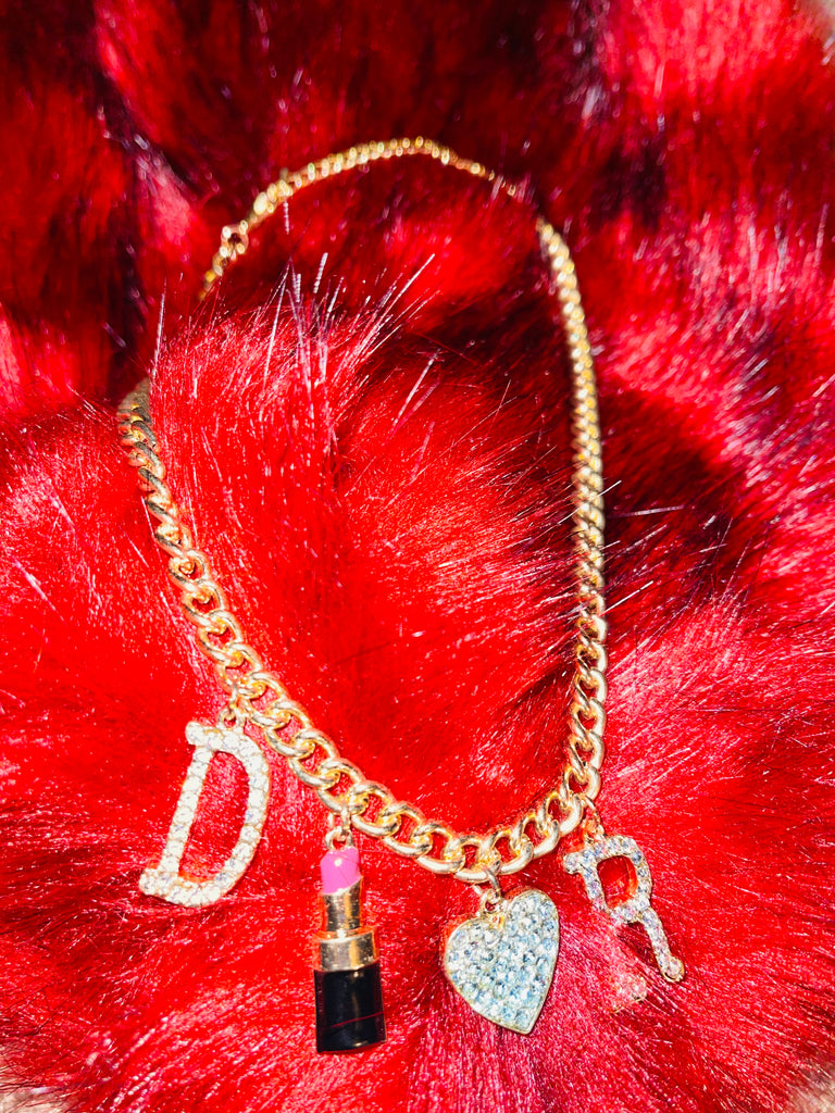 Lippie & Heart charm necklace - Whiplash Styles